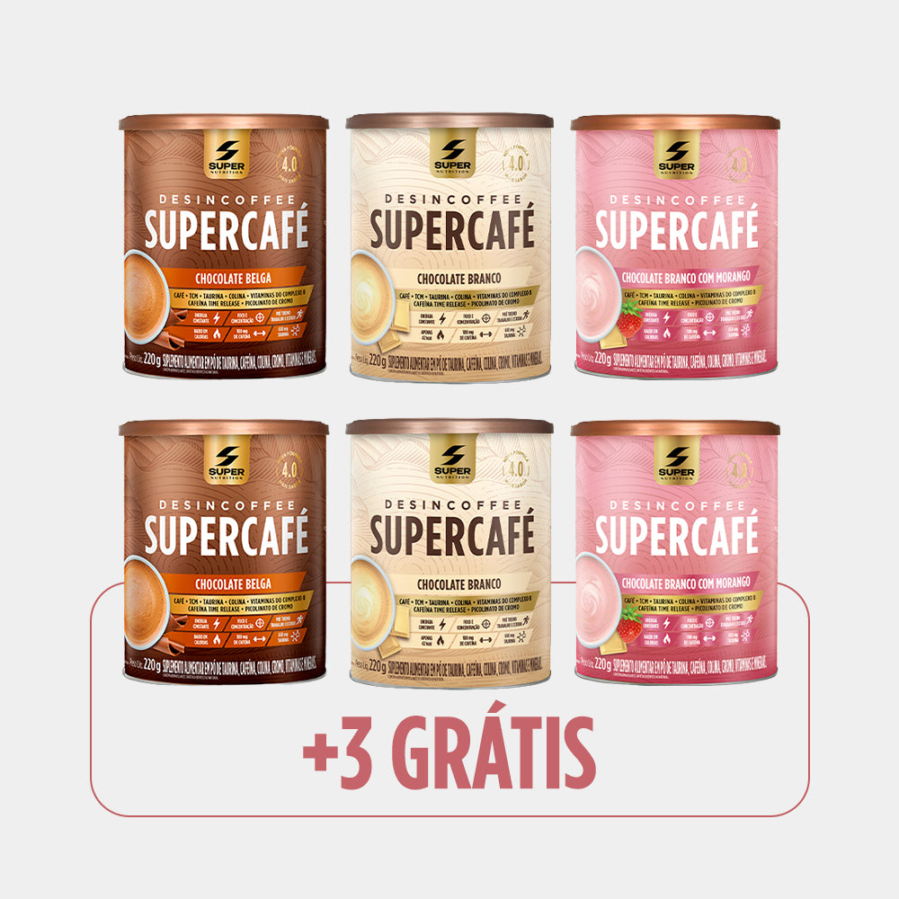 Compre 3, Leve 6: Supercafé Chocolate Belga + Chocolate Branco + Morango