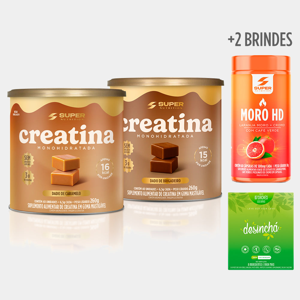Combo Definição Inteligente (Creatina Caramelo + Brigadeiro + Moro HD + Desinchá 7 Sachês)