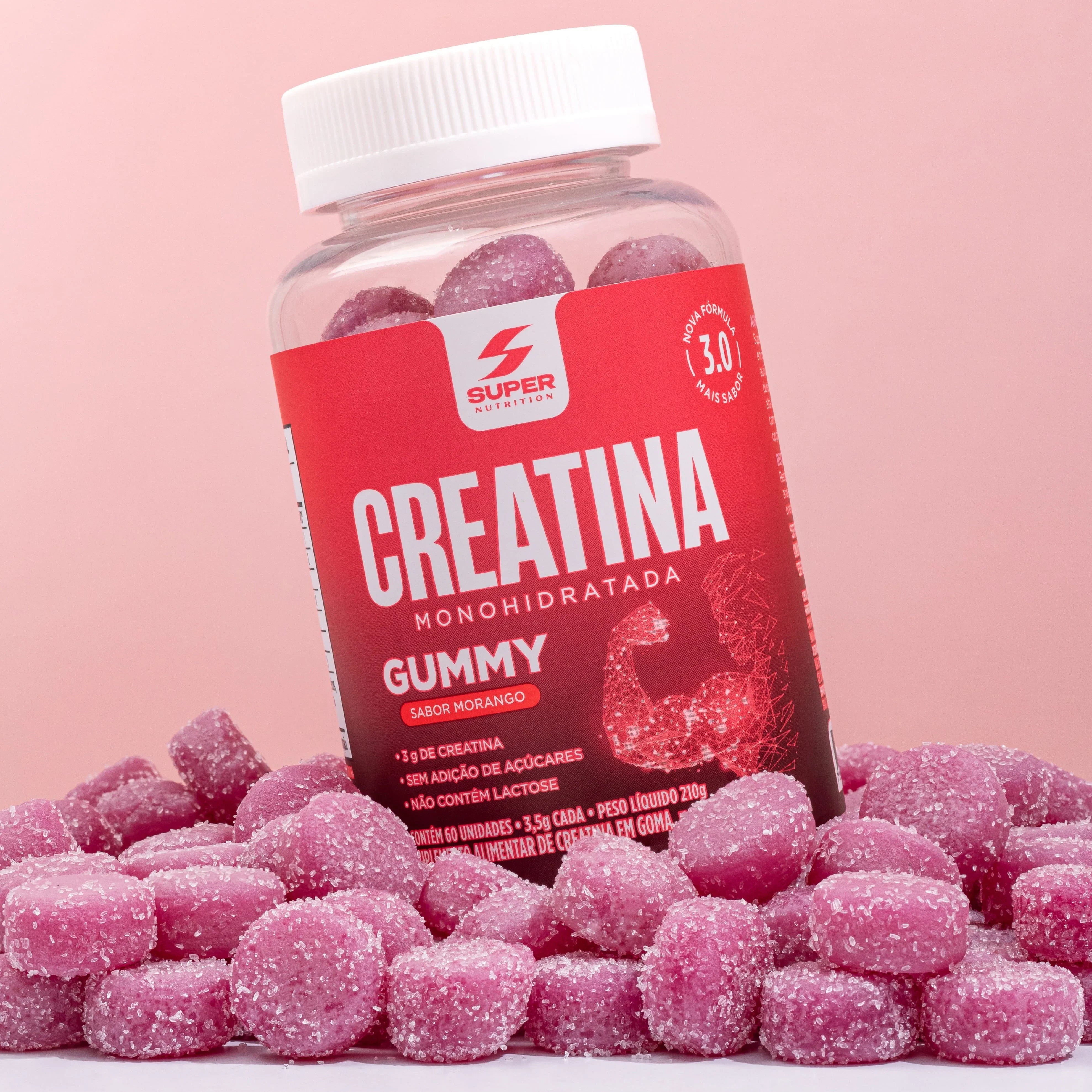 Gummy Creatina Morango (60 gomas)