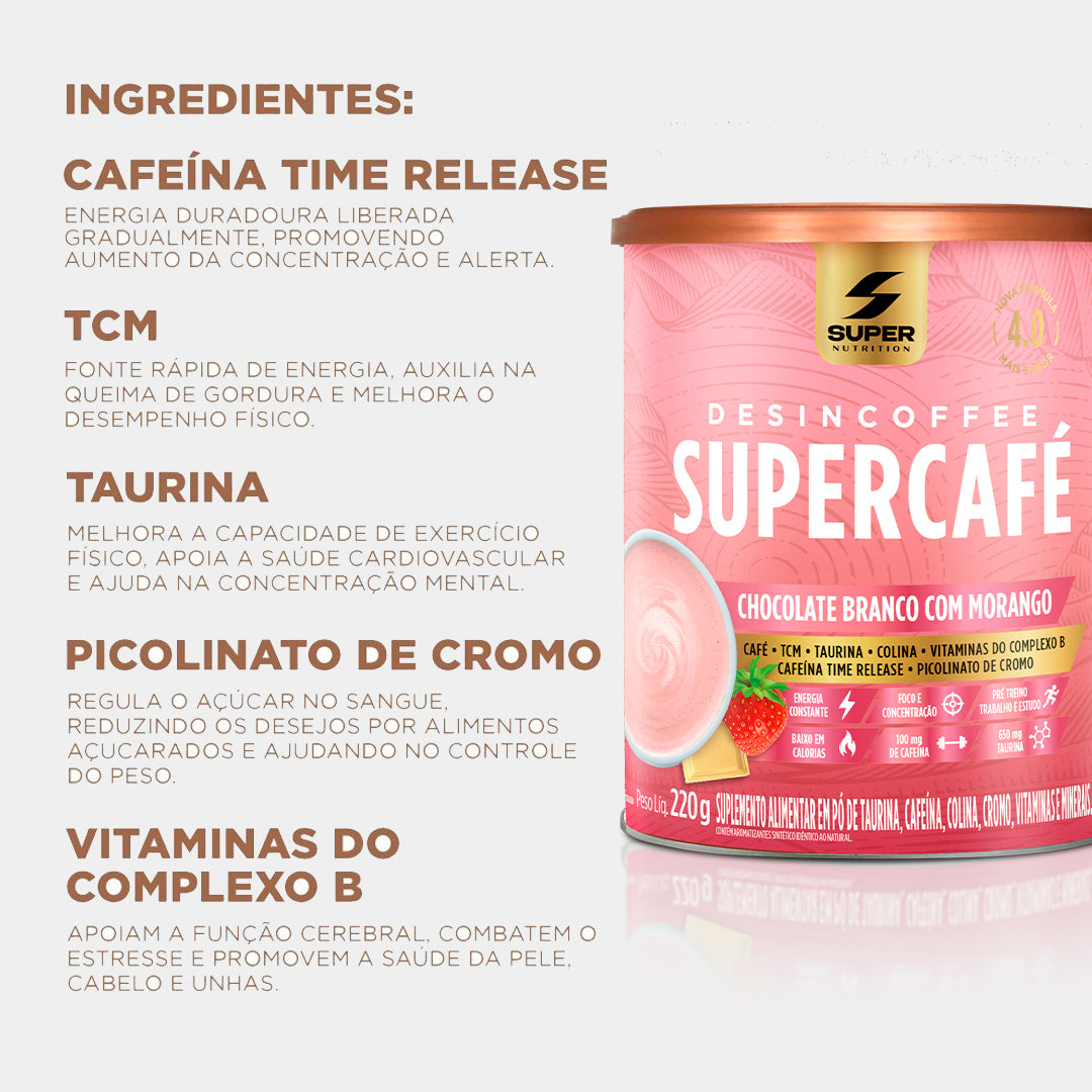 Supercafé Chocolate Branco com Morango + Vanilla Latte