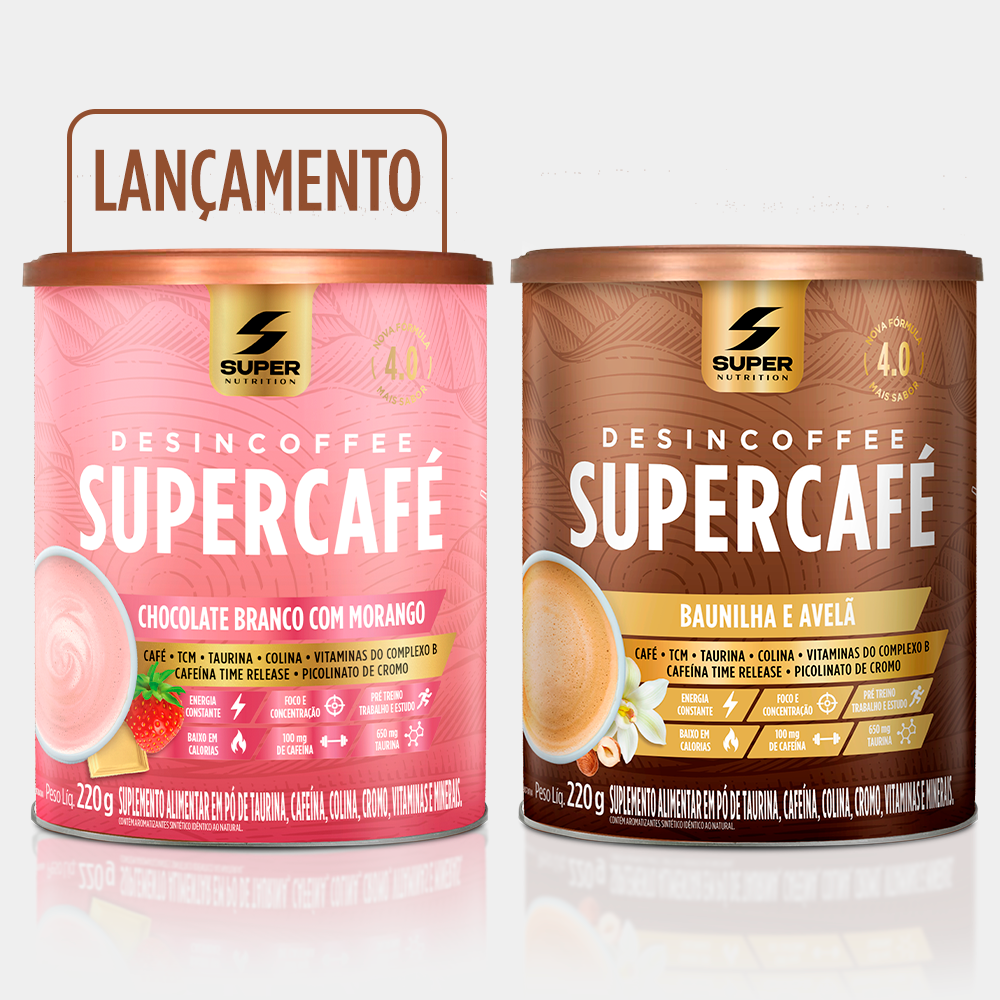 Supercafé Chocolate Branco com Morango + Baunilha e Avelã