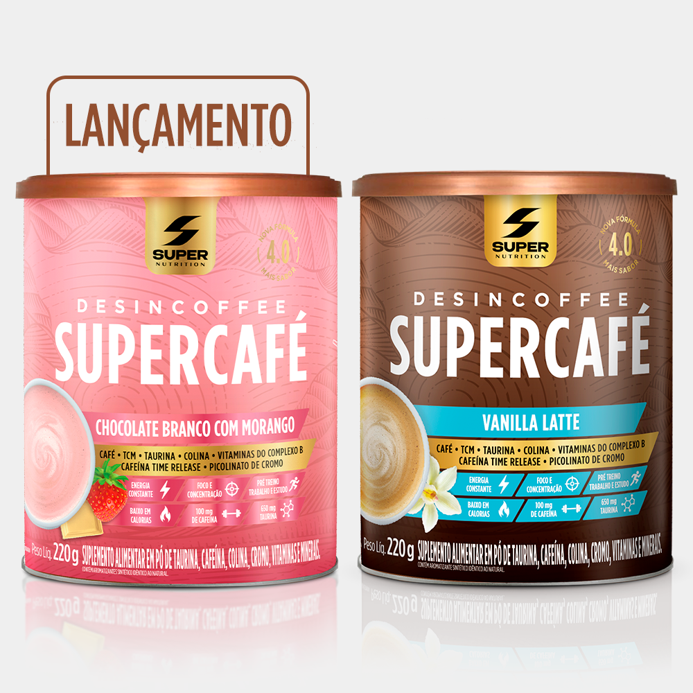 Supercafé Chocolate Branco com Morango + Vanilla Latte