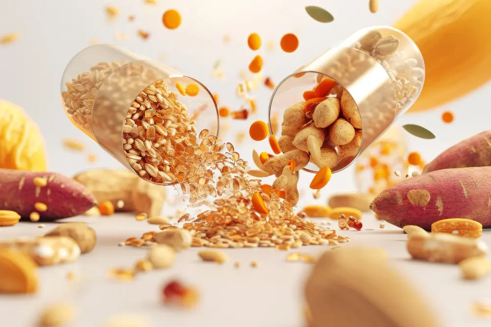 Copos com grãos e aveia e diversos alimentos saudáveis