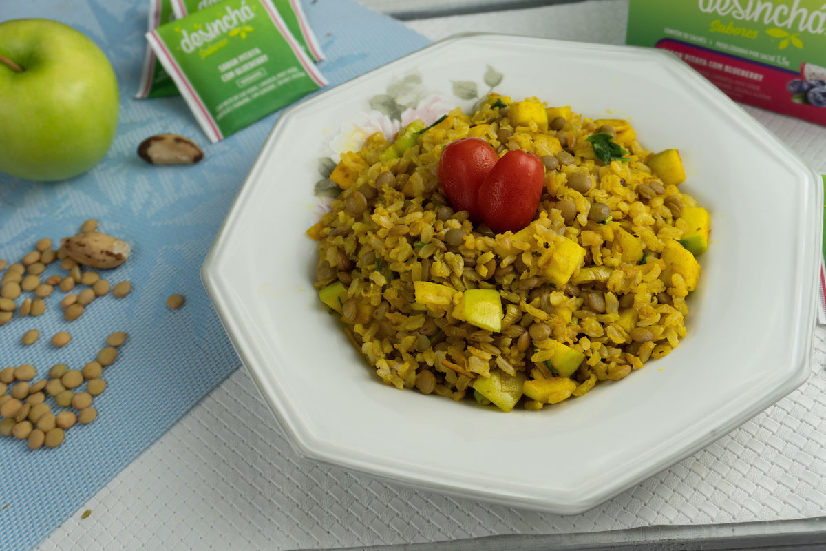 Arroz com Lentilha e Maçã Verde
