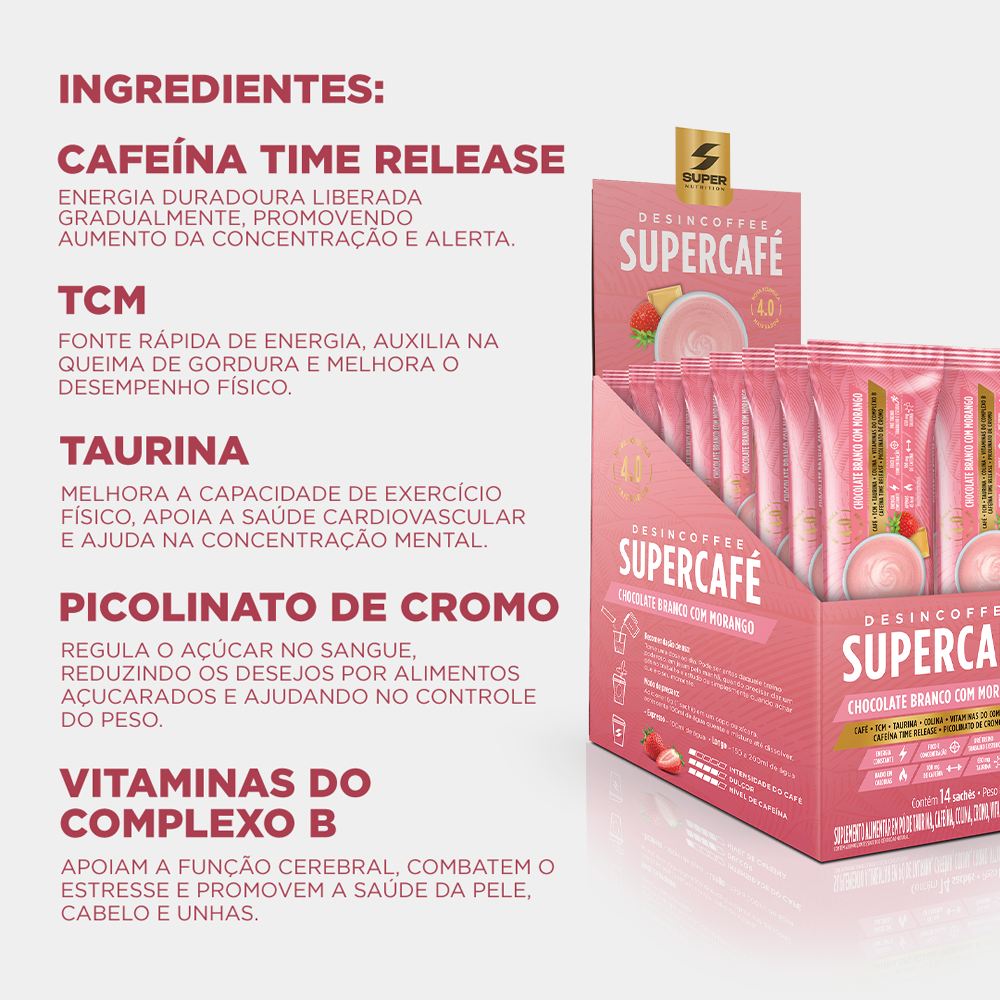 Stick Supercafé Chocolate Branco com Morango (14 unidades)