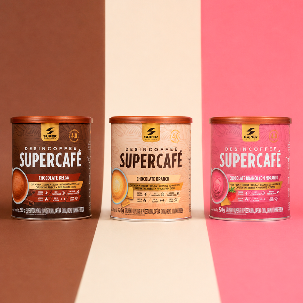 Compre 3, Leve 6: Supercafé Chocolate Belga + Chocolate Branco + Morango