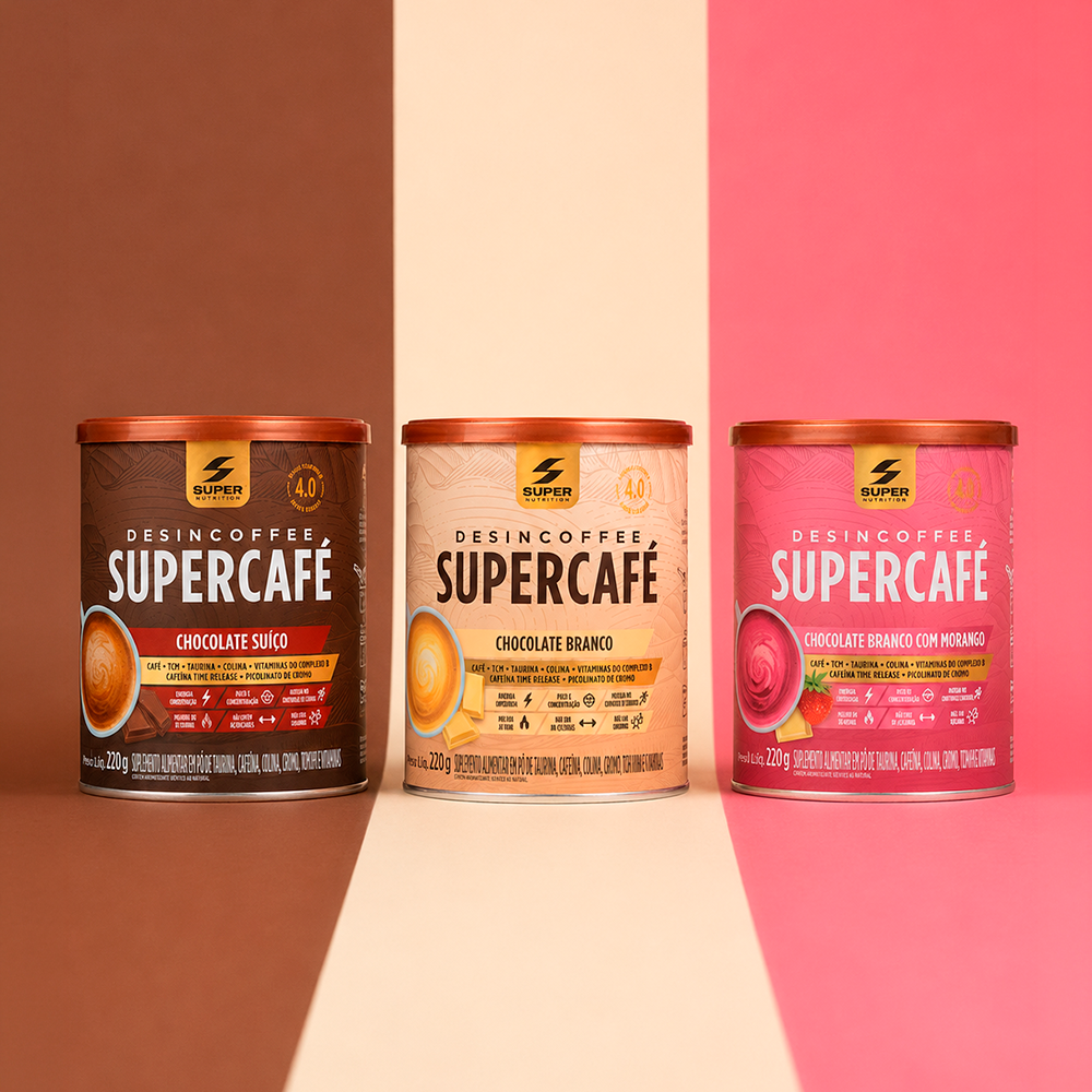Compre 3, Leve 6: Supercafé Chocolate Suíço + Chocolate Branco + Morango