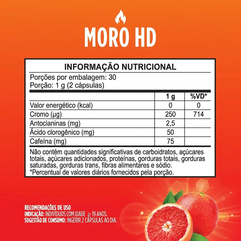Laranja Moro HD, Café verde e Cromo (60 cápsulas)