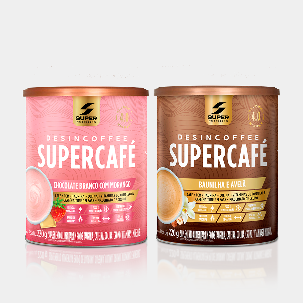 Supercafé Chocolate Branco com Morango + Baunilha e Avelã