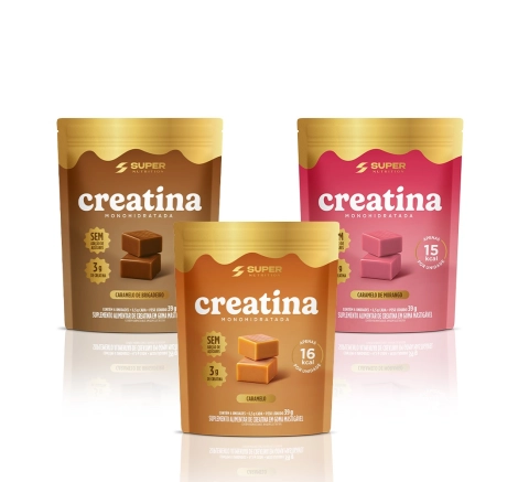 Caramelos de Creatina | Combo 3 Mini Packs (Caramelo, Brigadeiro e Morango) Caramelos de Creatina | Combo 3 Mini Packs (Caramelo, Brigadeiro e Morango)