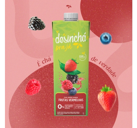 Chá Gelado Frutas Vermelhas Desinchá Pra Já (1 litro)