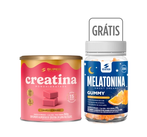 Compre 01 Caramelo de Creatina sabor Morango, Ganhe 01 Melatonina Gummy