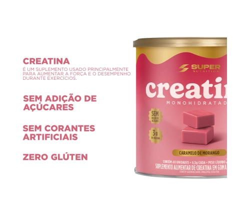 Compre 01 Caramelo de Creatina sabor Morango, Ganhe 01 Melatonina Gummy