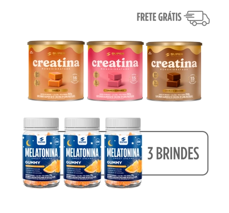 Compre 03 Caramelos de Creatina, Ganhe 03 Melatonina Gummy