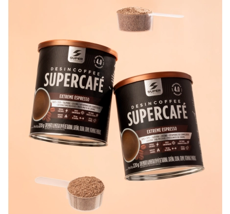 duas latas Supercafé Desincoffee Extreme Espresso 220g