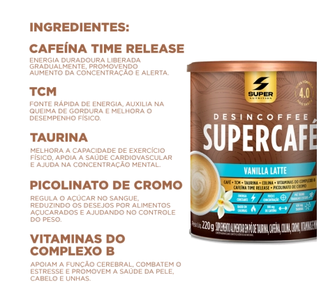 Ingredientes Desincoffee Supercafé Vanilla Latte 220g