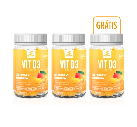  kit 3 Gummy Vit D3 Sunshine Sabor Manga 30 gomas