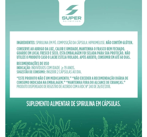 Ingredientes Superfood Spirulina 60 cápsulas