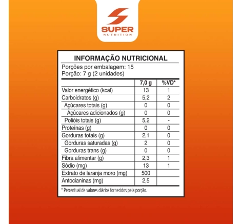 Tabela Nutricional Super Gummy Moro HD 30 gomas
