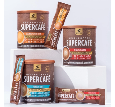 Foto latas e sticks Desincoffee Supercafé Sabores