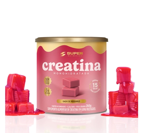 Dado de Creatina Sabor Morango Super Nutrition (40 unidades)