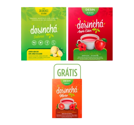 Desinchá Abacaxi com Limão + Apple Cider (30 sachês) + Brinde