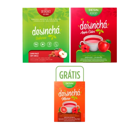 Desinchá Maçã com Canela + Apple Cider (30 sachês) + Brinde
