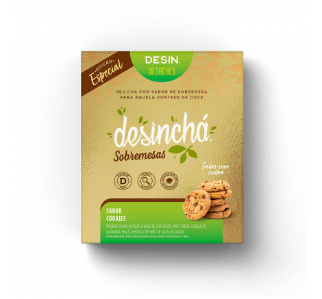 Caixa de chá sabor cookies da Desinchá