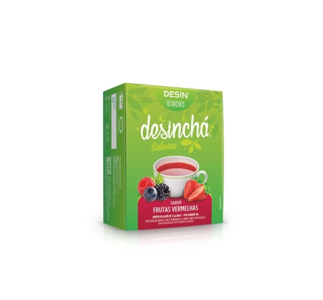 chá desinchá para desinchar 10 sachês frutas vermelhas