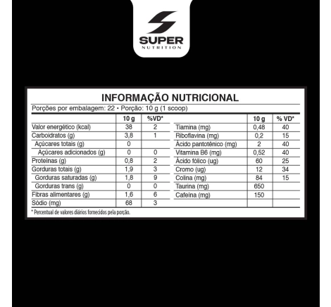 Informação Nutricional Lata Supercafé Desincoffee Extreme Espresso 220g