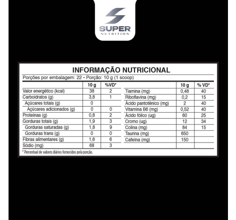 Tabela Nutricional Supercafé Desincoffee Extreme Espresso 220g
