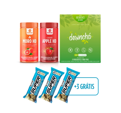 Moro HD + Apple HD + Desinchá 60 dias + Brinde 03 Barrinhas Protein Bar