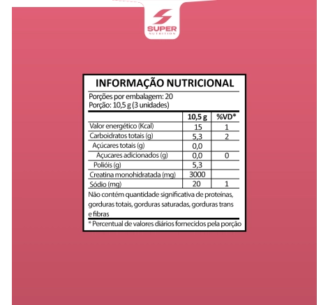 Tabela Gummy Creatina Morango