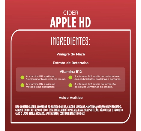 Ingredientes e Benefícios Super Apple Cider HD 60 cápsulas