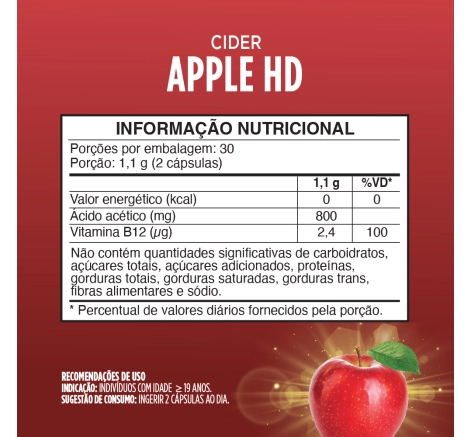 Tabela Nutricional Super Apple Cider HD 60 cápsulas