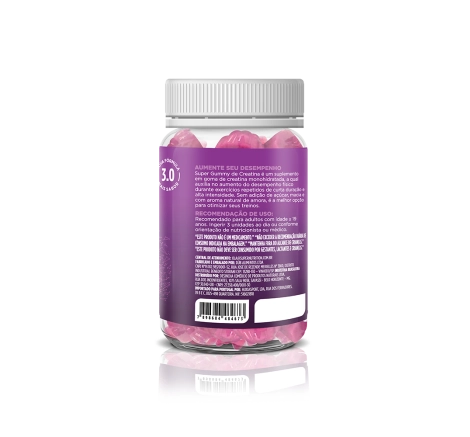 Super Gummy Creatina Sabor Amora (60 gomas) lado