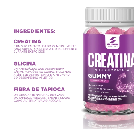 Super Gummy Creatina Sabor Amora (60 gomas)