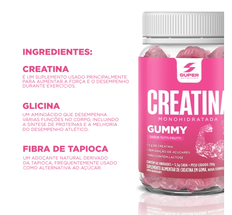 Super Gummy Creatina Sabor Tutti-Frutti (60 gomas)