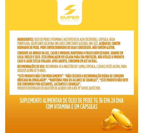 Lista de Ingredientes Super Ômega 3 EPA + DHA 60 Cápsulas Concentradas 