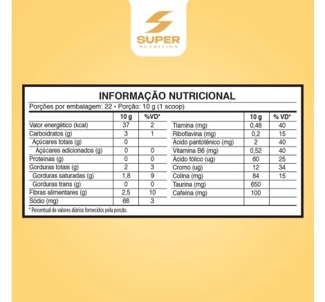 Tabela Nutricional Supercafé Desincoffee Baunilha com Avelã 220g