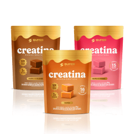 Caramelos de Creatina | Combo Napolitano 3 Mini Packs (Caramelo, Brigadeiro e Morango)