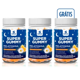 Kit 3 Super Gummy Melatonina em formato de ursinho sabor laranja e extrato de camomila 60 gomas