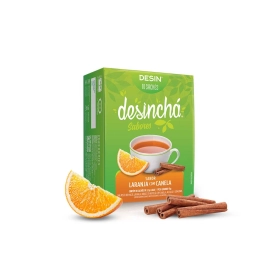 embalagem chá desinchá para desinchar 10 sachês sabor laranja com canela